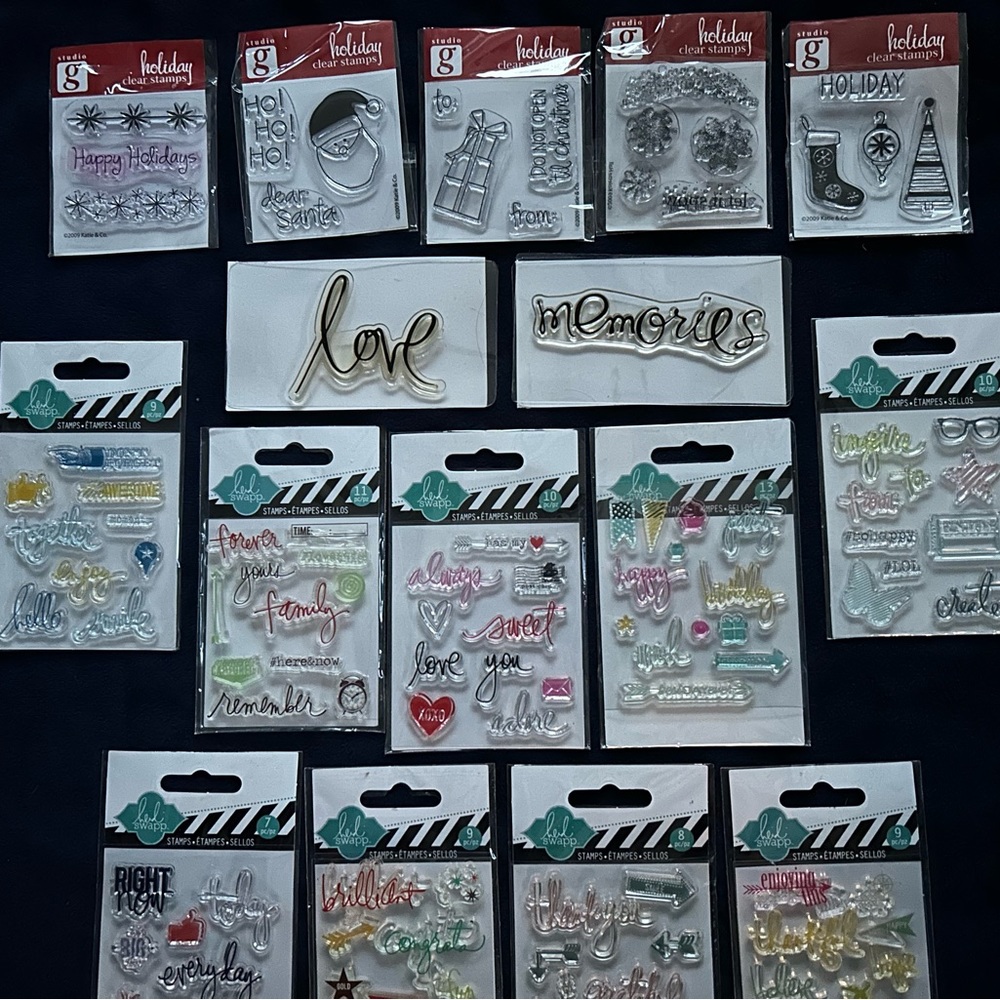 Heidi Swapp Word and Studio G Christmas Rubber stamp Bulk Pack 16 pks NIB.